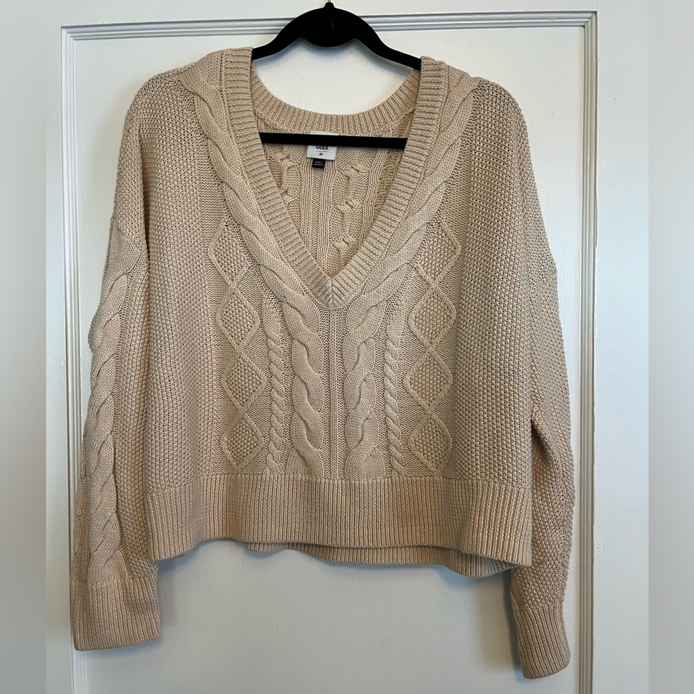 Cabi Cropped Cable Pullover - Medium
